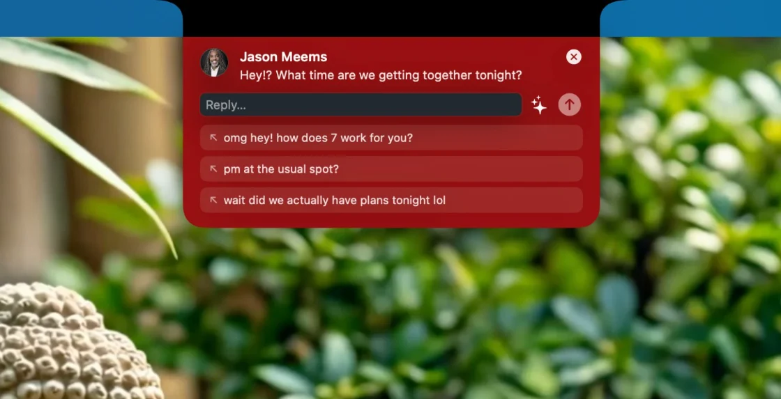AI-suggested replies in the notch
